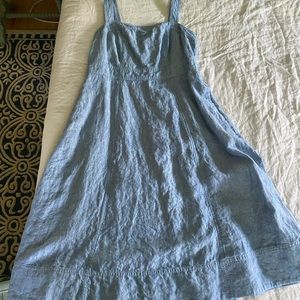 Boden Blue A-Line Linen-Cotton Dress